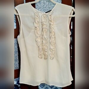 Ellen Tracy Top, Size 4, New! Sheer, Sleeveless, Ruffle Front